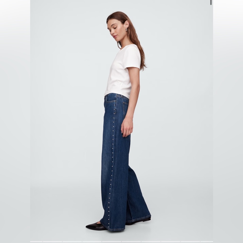 NWT GAP Factory High Rise SuperSoft studded wide-leg Jeans